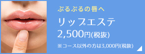 ぷるぷるの唇へ リップエステ2,500円(税抜) ※コース以外の方は3,000円(税抜)